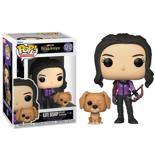 Funko Pop! Marvel Hawkeye : Kate Bishop with Lucky the Pizza Dog 1212 + Pop Protector