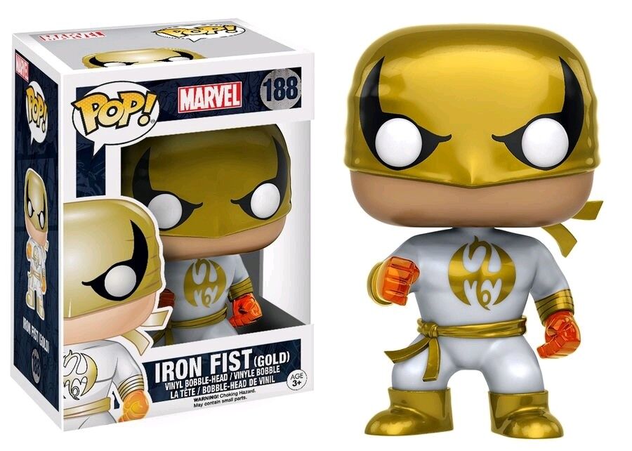 Funko Pop! Marvel Iron Fist (Gold) 188 (VAULTED) + Pop Protector