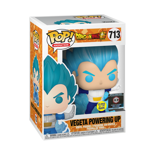 Funko Pop! Dragon Ball Super : Vegeta Powering Up 713 Glows in the Dark Chalice Collectibles Exclusive + Pop Protector