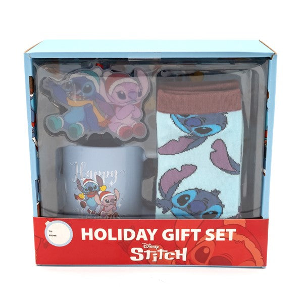 Disney Stitch and Angel Holiday Christmas Gift Set! Includes Stitch and Angel Socks, Mug, and Christmas Tree Ornament