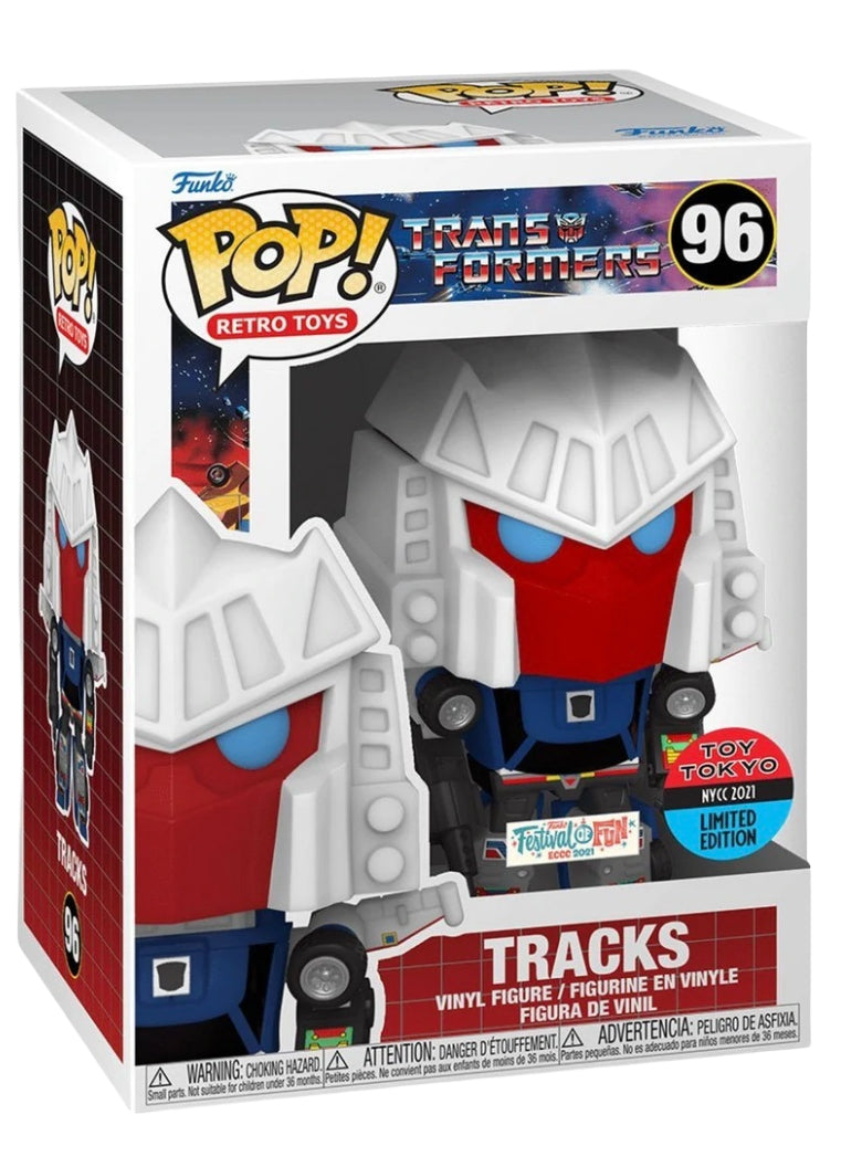 Funko Pop! Transformers - Tracks 96 Toy Tokyo NYCC 2021 Limited Edition Festival Fun Exclusive Figure + Pop Protector