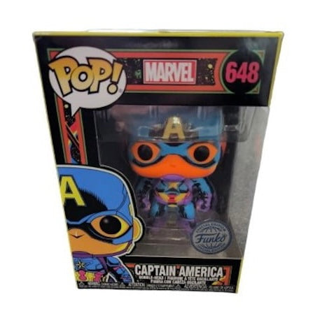 Funko Pop! Marvel 648 - Captain America Funko Special Edition Blacklight + PROTECTOR!