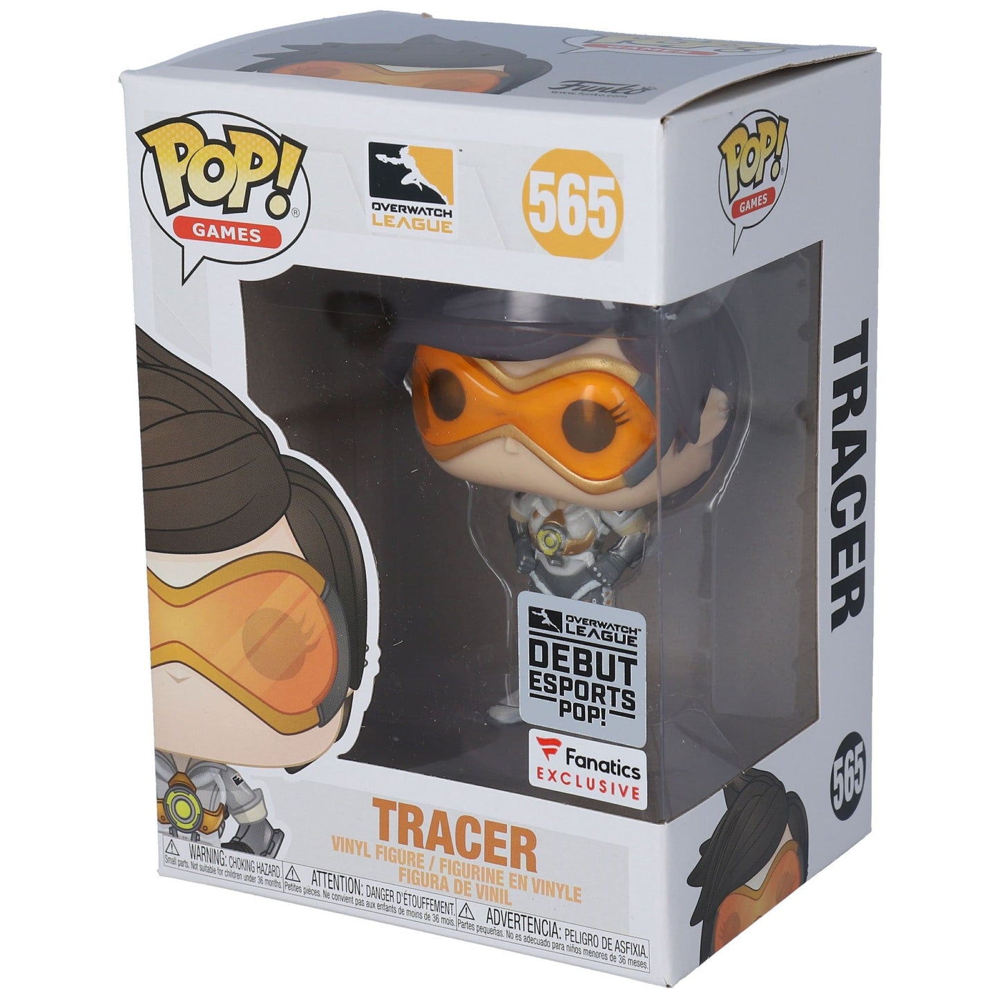 Funko Pop! Overwatch League : Tracer 565 Debut Esports Fanatics Exclusive (VAULTED) (box damage) + Pop Protector