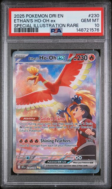 2025 POKEMON DRI EN-DESTINED RIVALS #230 ETHAN'S HO-OH ex SPECIAL ILLUSTRATION RARE PSA 10