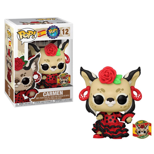 Funko Pop! Around The World - Spain Carmen 12 + Enamel Pin Figure + Pop Protector