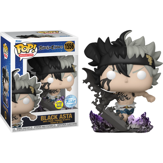 Funko Pop! Black Clover : Black Asta 1556 Glows in the Dark Funko Special Edition + Pop Protector