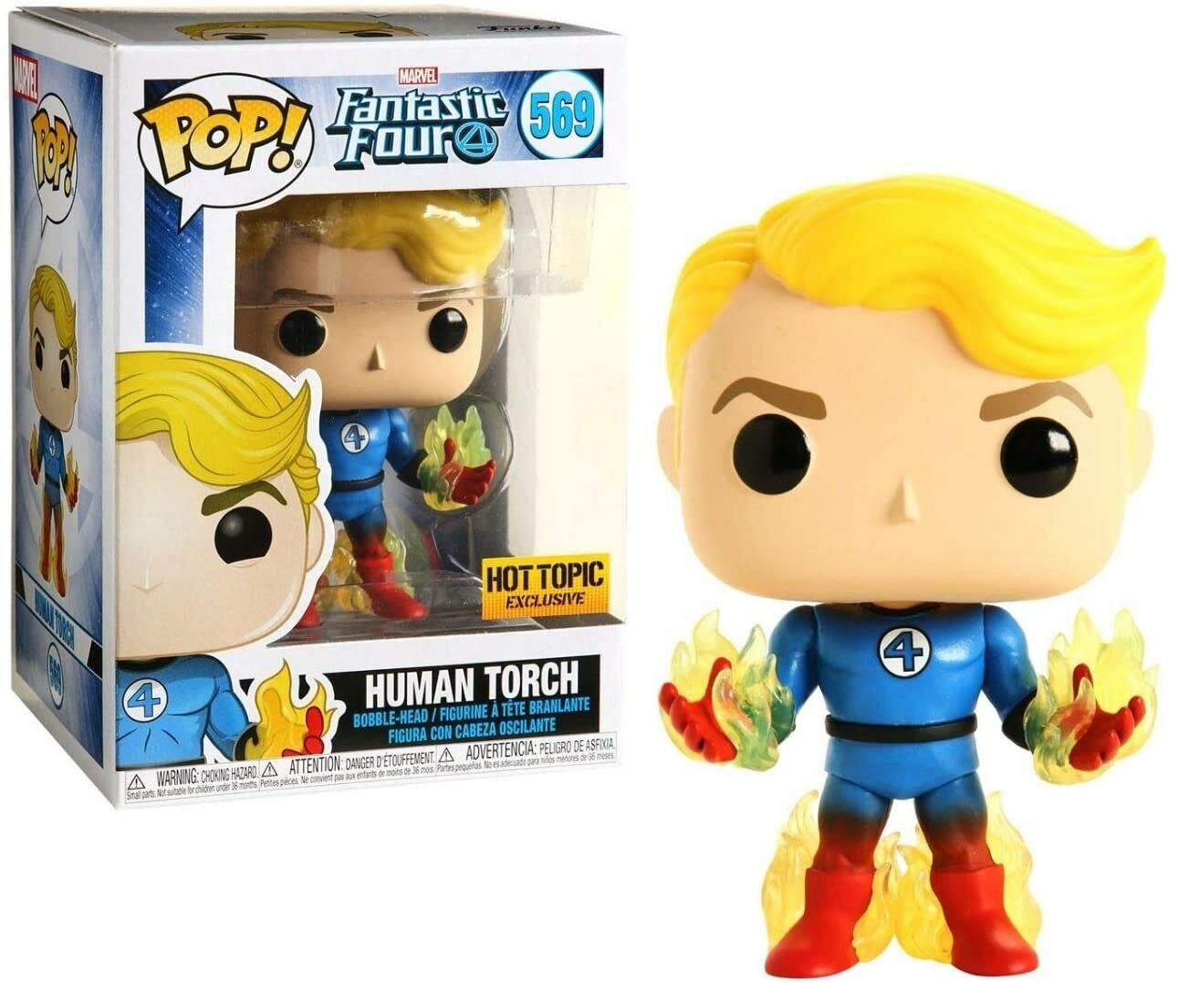 Funko Pop! Marvel Fantastic Four - Human Torch Hot Topic Exclusive 569 + Free Protector