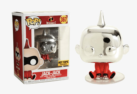 Funko Pop! Disney Pixar Incredibles 2 Jack-Jack (Silver Chrome) 367 Hot Topic Exclusive (VAULTED) + Free Protector