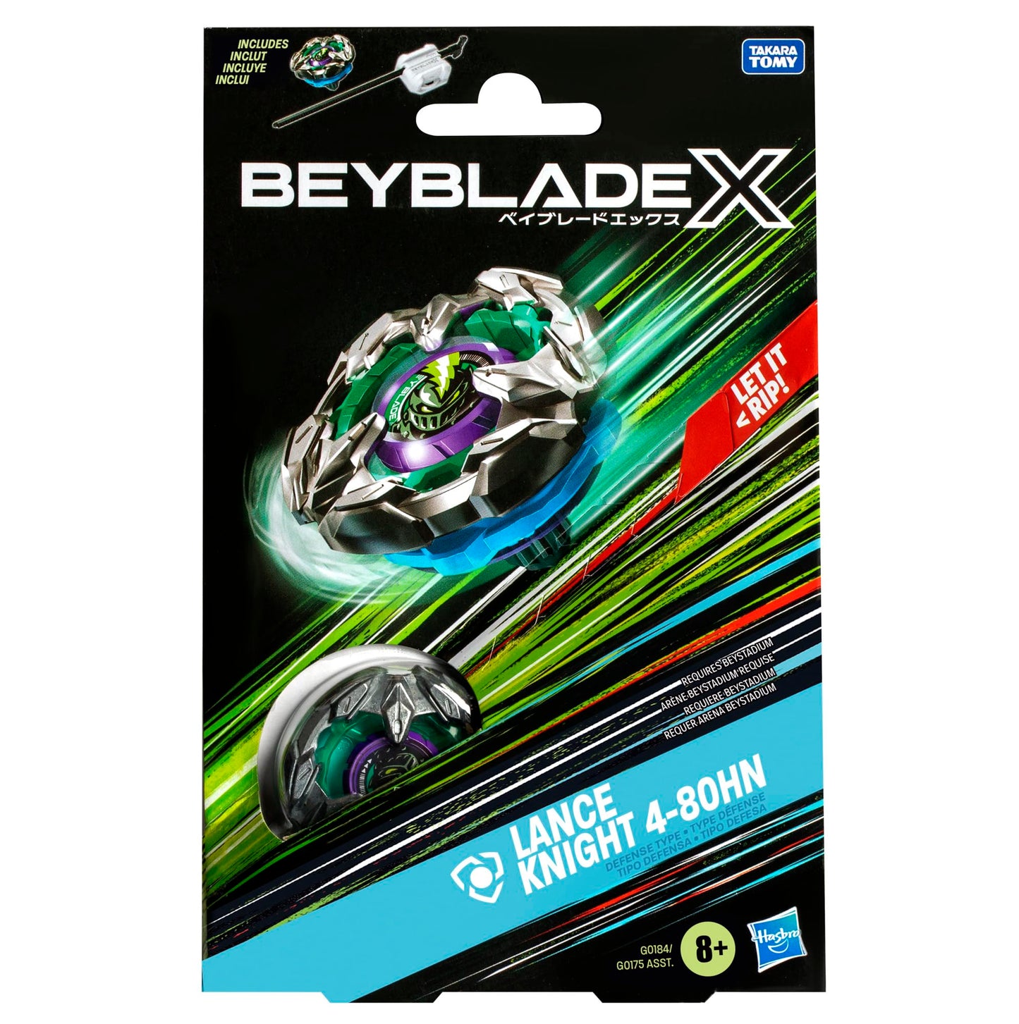 Beyblade X Lance Knight 4-80HN Starter Pack Set with Defense Type Right-Spinning Top and Launcher; Battling Top Toys