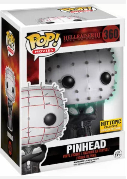 Funko Pop! Hellraiser III Hell on Earth - Pinhead 360 Glows in the Dark Hot Topic Exclusive + Free Protector (VAULTED)