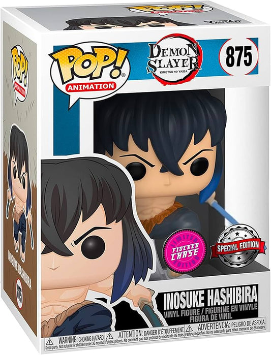 Funko Pop! Demon Slayer - Inosuke Hashibira 875 FLOCKED CHASE Funko Special Edition Figure + Pop Protector