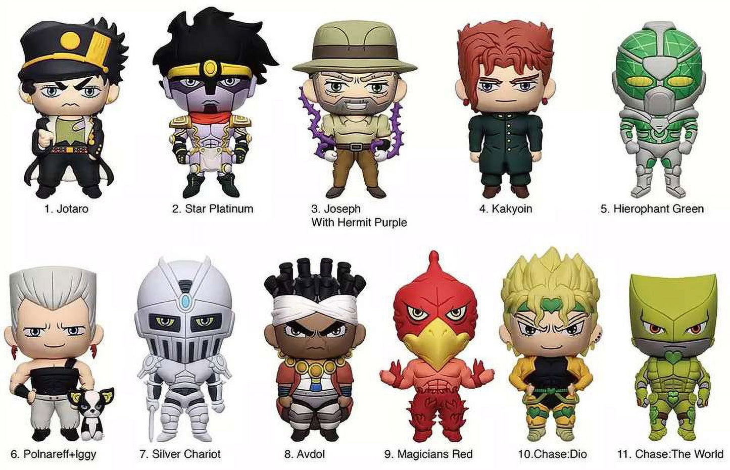 JoJo’s Bizzare Adventure Stardust Crusaders Series 1 Mystery 3D Foam Figural Bag Clip (One Variation Chosen at Random)