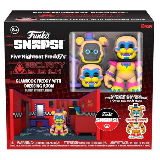 Funko FNAF Snaps! Five Nights At Freddy’s Security Breach Glamrock Freddy with Dressing Room - Playset with Vinyl Figure