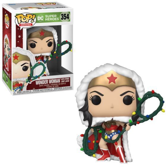 Funko Pop! DC Super Heroes - Christmas Wonder Woman with String Light Lasso 354 + Pop Protector