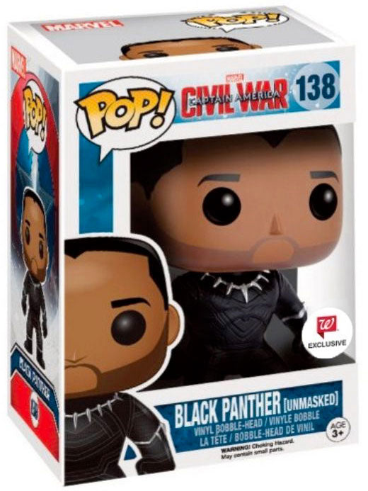 Funko Pop! Marvel Captain America Civil War : Black Panther (Unmasked) 138 Walgreens Exclusive + Pop Protector
