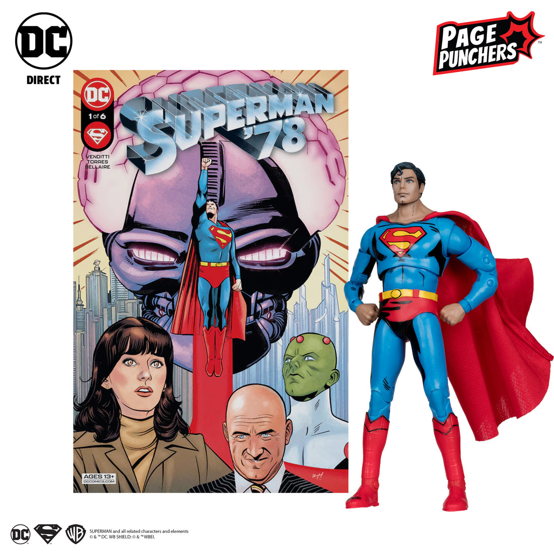 McFarlane Toys - DC Direct Page Punchers Superman (Superman '78) 7in Action Figure with Comic Book