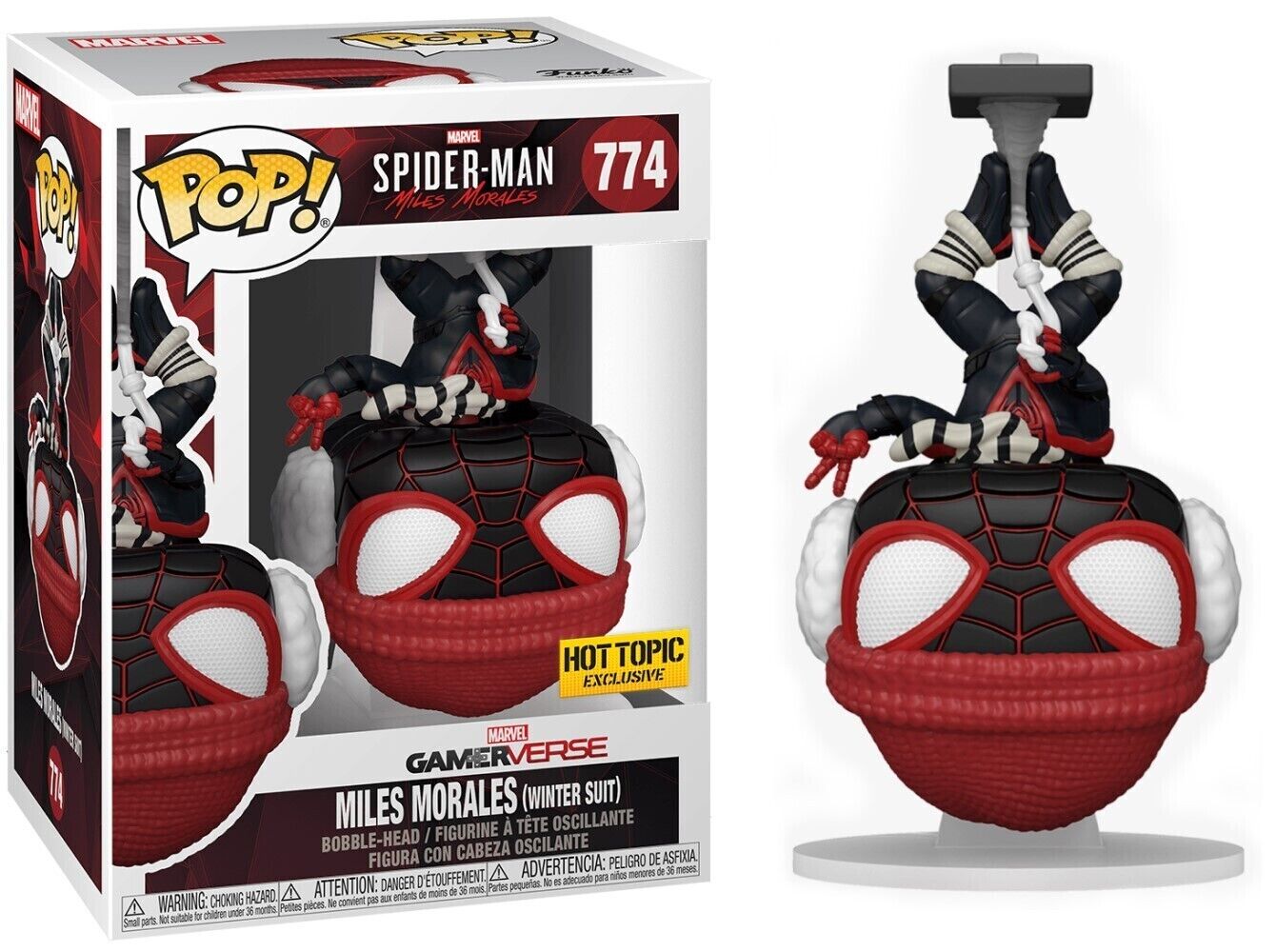 Funko Pop! Miles Morales Winter Suit #774 Vinyl Figure Marvel Spider-Man Hot Topic Exclusive + Pop Protector