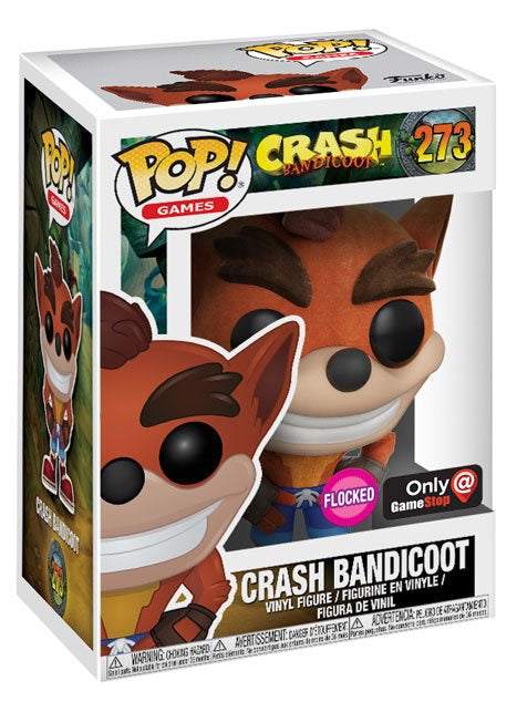 Funko Pop! Crash Bandicoot 273 Flocked GameStop Exclusive Figure + Pop Protector