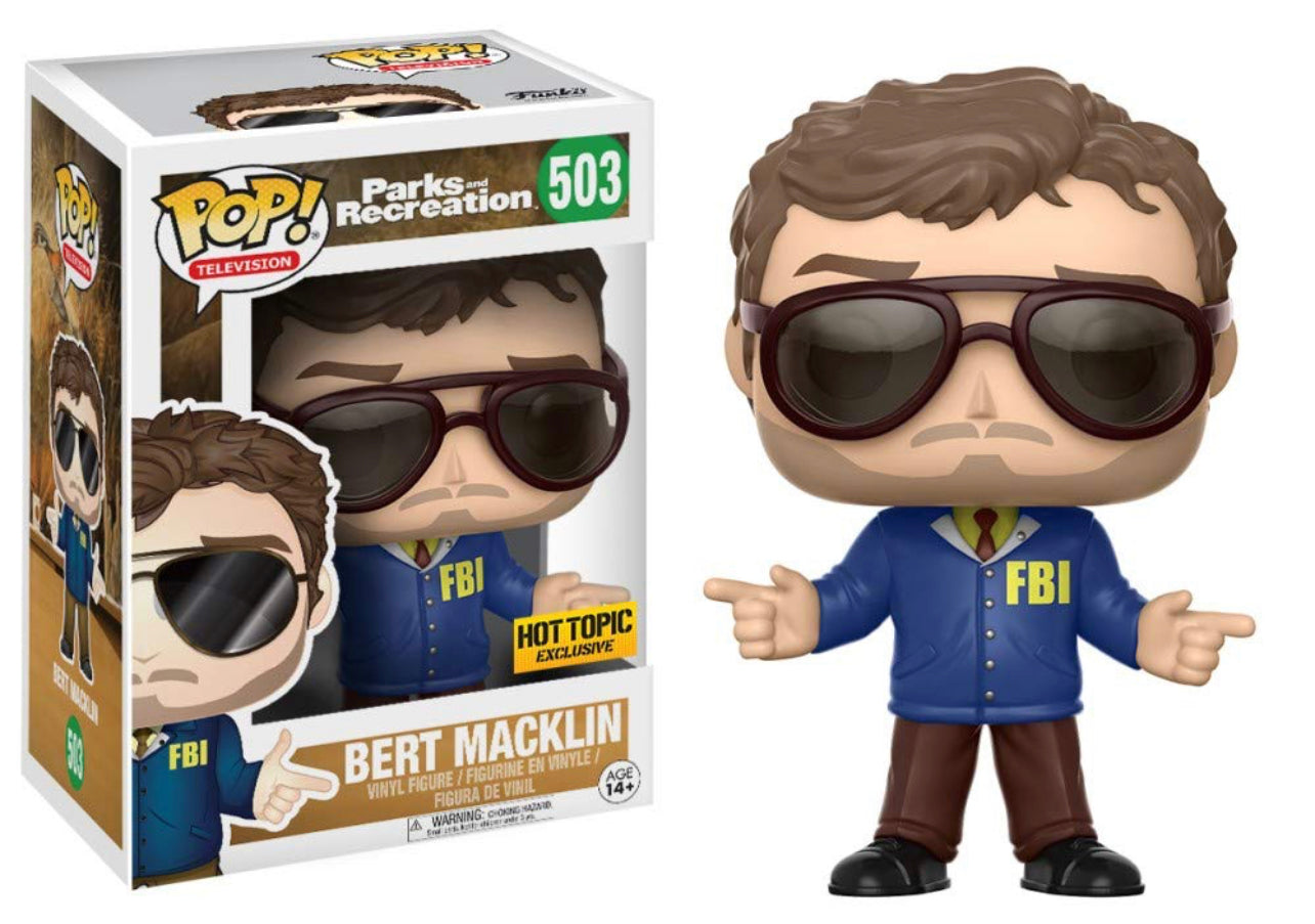 Funko Pop! Parks and Recreation- Bert Macklin 503 Hot Topic Exclusive + Free Protector (VAULTED)