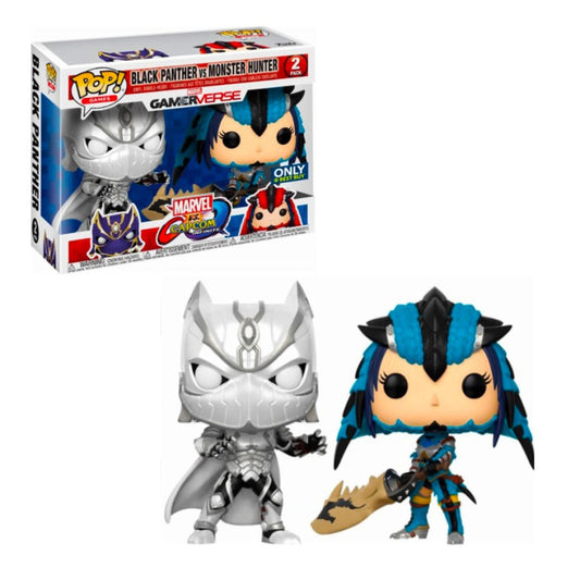 Funko Pop! Marvel VS Capcom Infinite 2 Pack Black Panther VS Monster Hunter (VAULTED) Best Buy Exclusive (slight box ware)