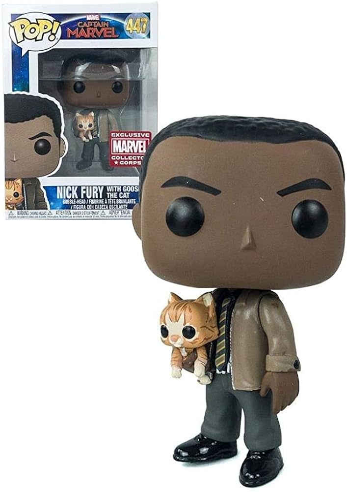 Funko Pop! Marvel - Captain Marvel Nick Fury with Goose The Cat 447 Marvel Exclusive Collector Corps + Free Protector