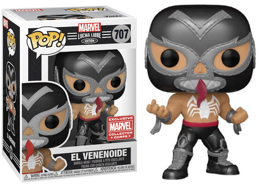 Funko Pop! Marvel Lucha Libre Edition - El Venenoide 707 Marvel Corps Exclusive + Pop Protector