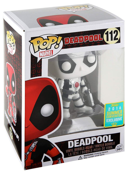 Funko Pop! Deadpool (Thumbs Up Black and White) 112 Funko 2016 Summer Convention Exclusive + Pop Protector