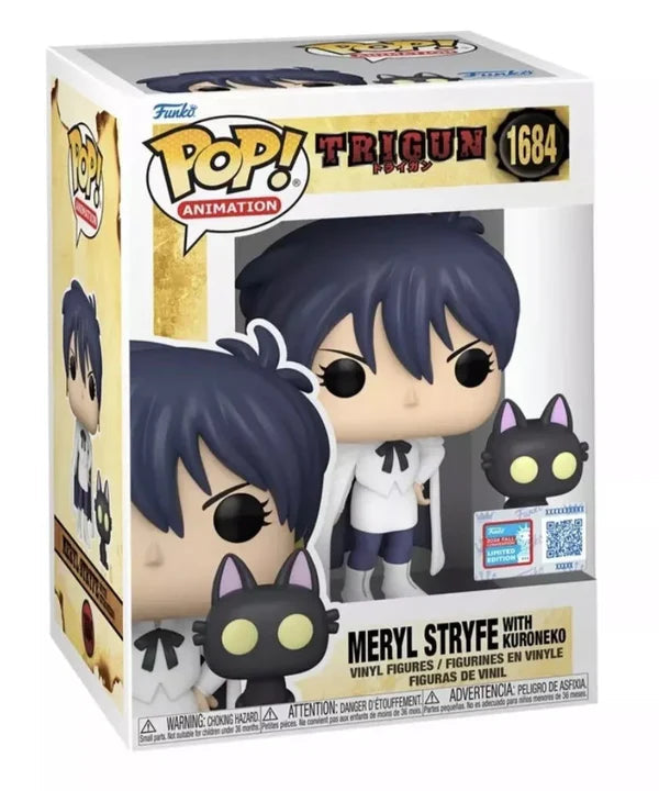 Funko Pop! Trigun 1684 Meryl Stryfe with Kuroneko 1684 Funko 2024 NYCC Fall Convention Exclusive + Free Protector