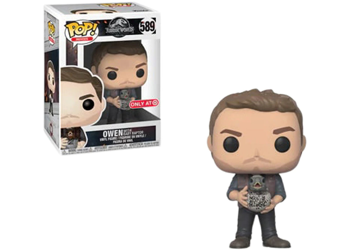 Funko Pop! Jurassic World Fallen Kingdom - Owen with Baby Raptor Target Exclusive Figure + Pop Protector