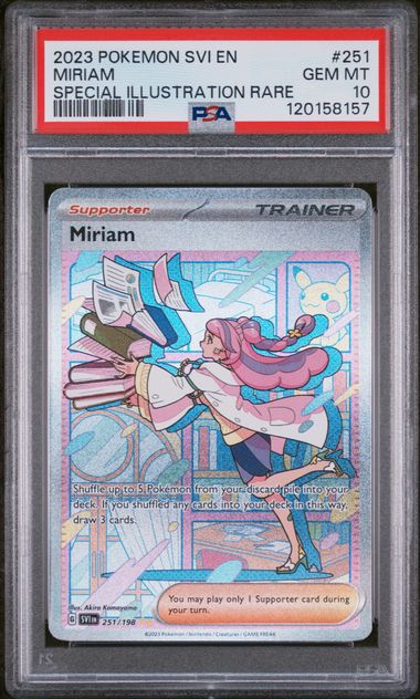 Pokemon TCG! 2023 POKEMON SVI EN-SCARLET & VIOLET #251 MIRIAM SPECIAL ILLUSTRATION RAREPSA 10 GEM MINT