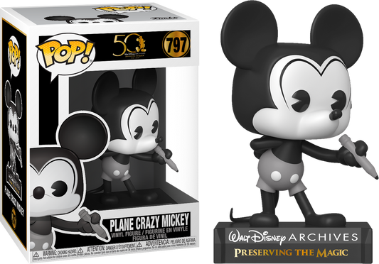Funko Pop! Walt Disney Archives  Reserving The Magic Plane Crazy Mickey 797 + Free Protector