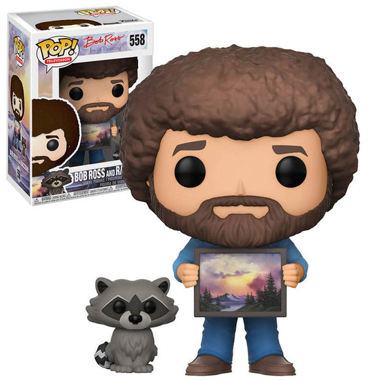 Funko Pop! Bob Ross The Joy of Painting - Bob Ross and Raccoon 558 + Free Protector (VAULTED)