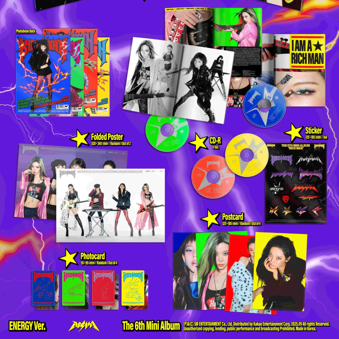 K-POP AESPA - 6TH MINI ALBUM [RICH MAN] (ENERGY VER.) (WINTER VER.)