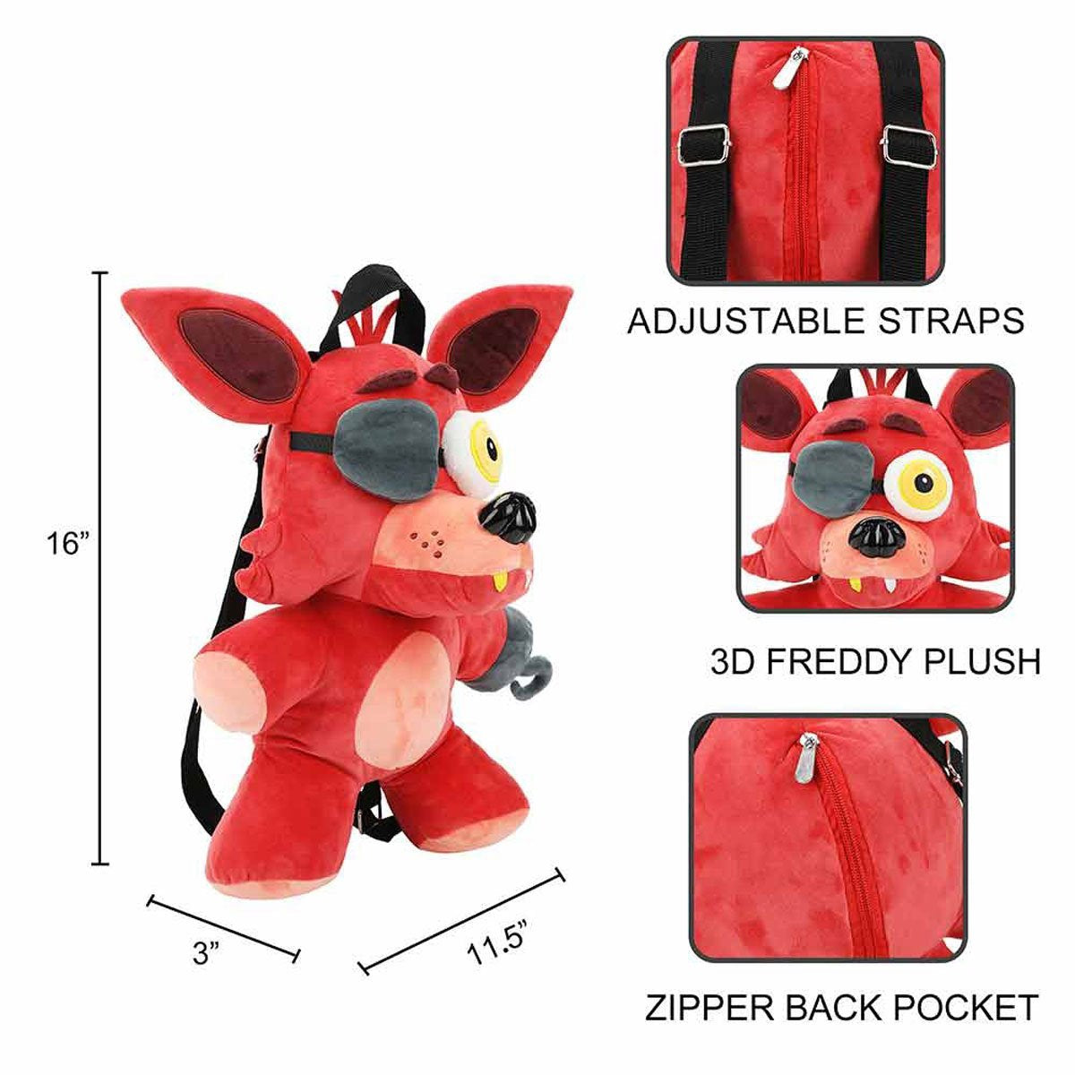 FNAF Plushie Backpack 16-Inch Five Nights At Freddy’s Foxy Plush