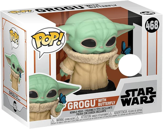 Funko Pop! Star Wars - Grogu with Butterfly 468 Figure EB Games Exclusive + Pop Protector