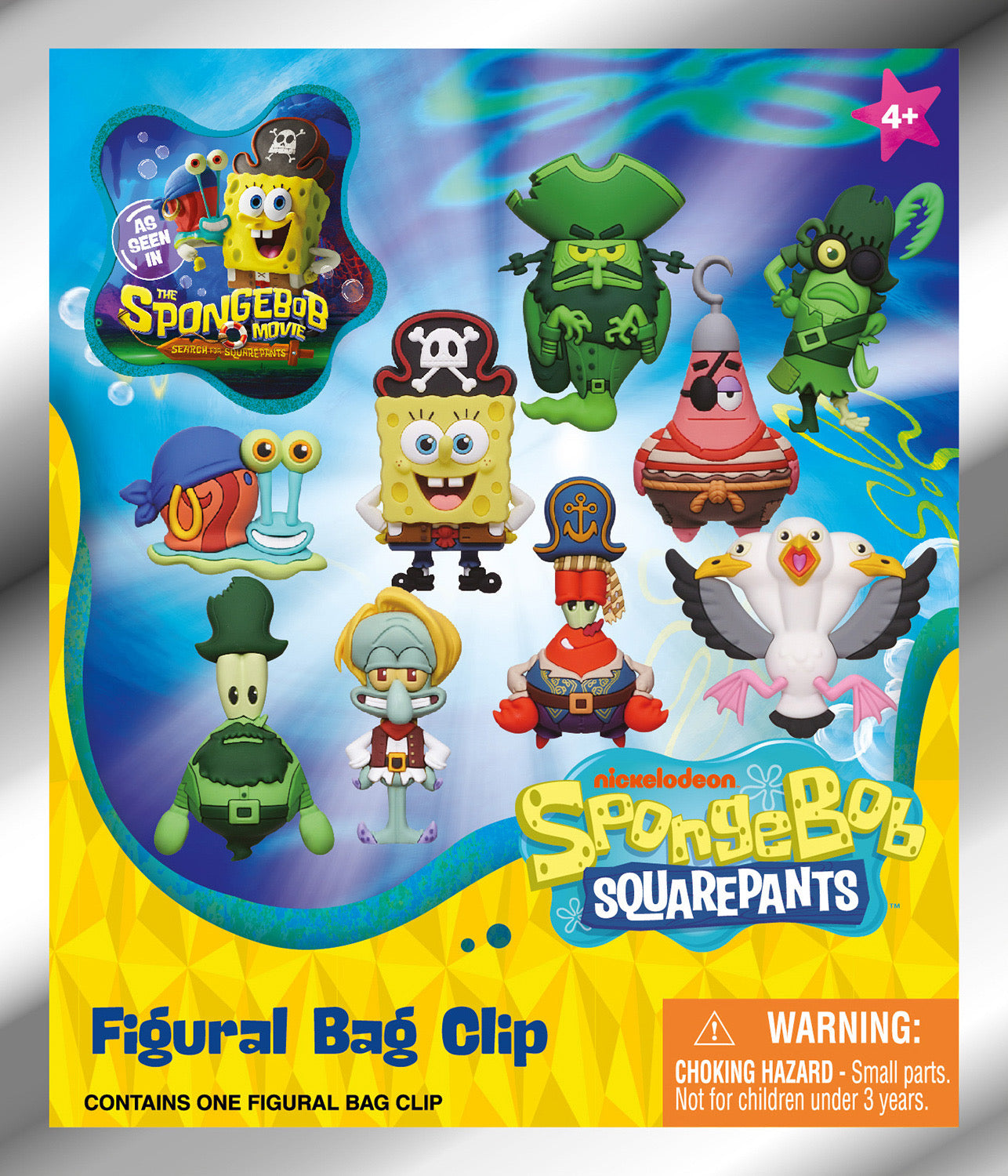 3D Foam Collectible - Nickelodeon The SpongeBob SquarePants Movie Figural Blind Bag Clip Keychain Mystery Bag (One Variation Chosen at Random)