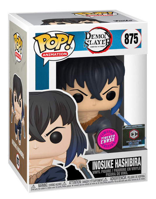 Funko Pop! Demon Slayer Inosuke Hashibira 875 Flocked CHASE Chalice Collectibles Exclusive + Free Protector