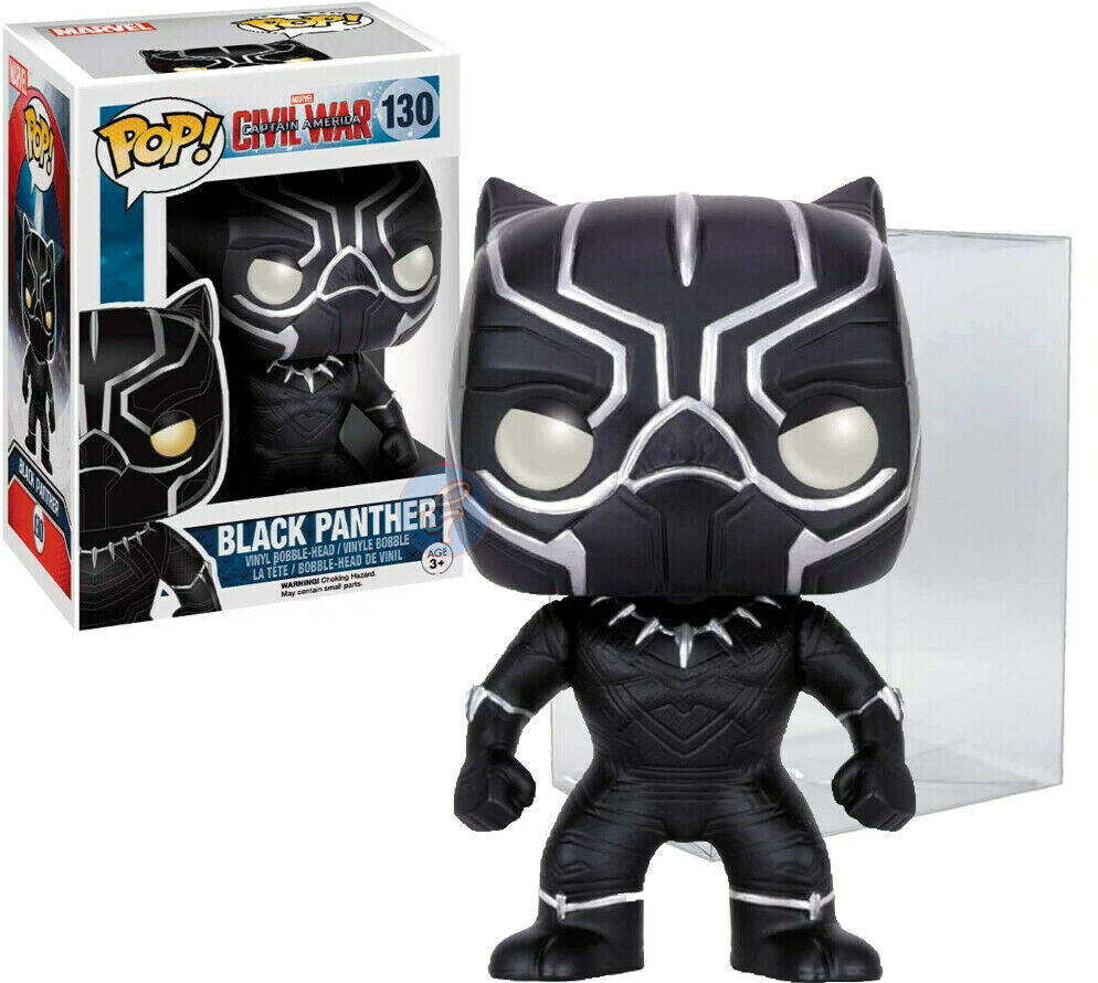 Funko Pop! Marvel Civil War Captain America Black Panther 130 + Free Protector