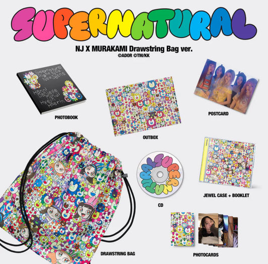 Sealed NewJeans Double Single Album ‘Supernatural' NJ X MURAKAMI (Drawstring Bag Ver.)