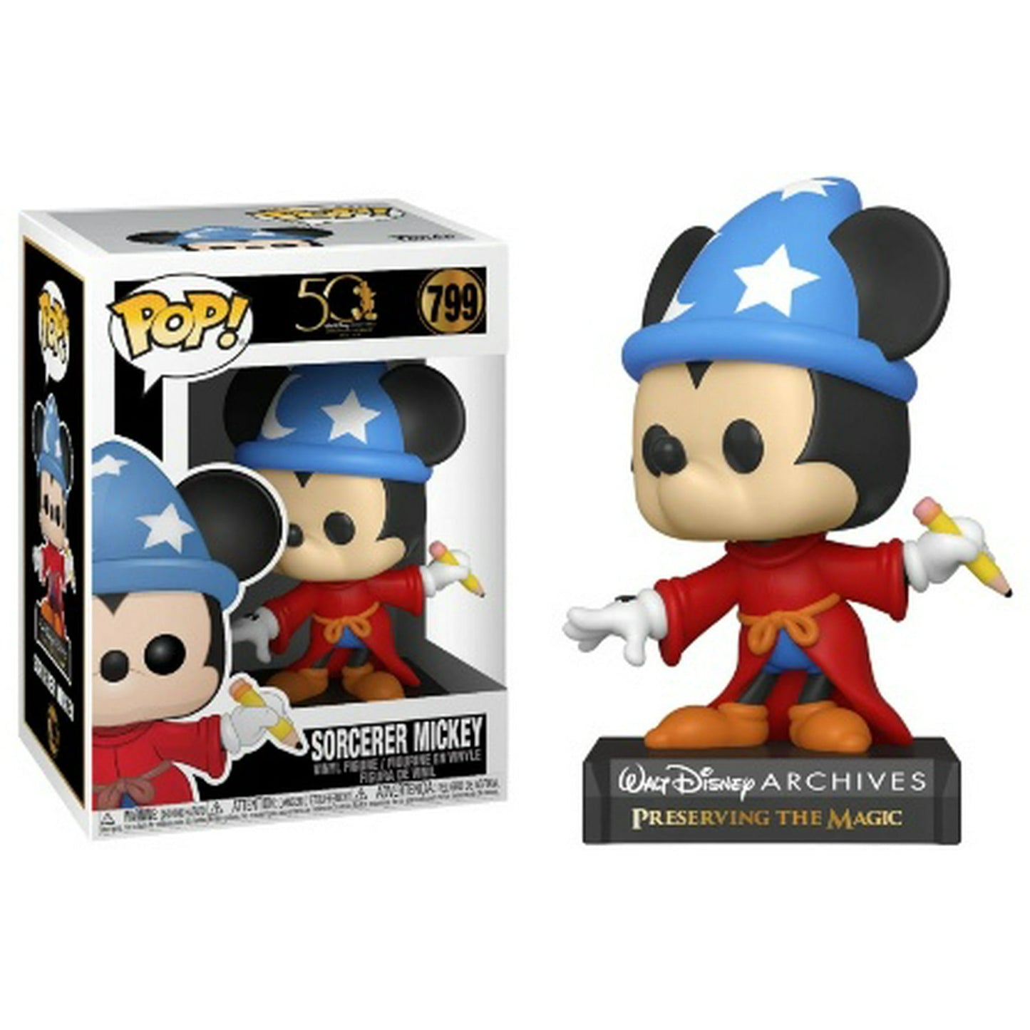 Funko Pop! 50 Walt Disney Archives Sorcerer Mickey 799 + Free Protector