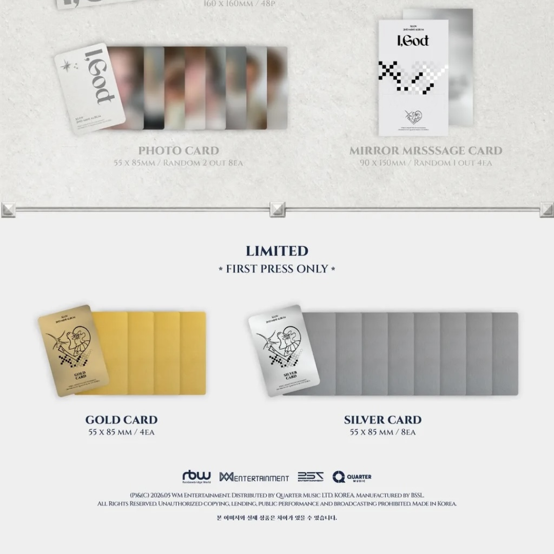 (PRE-ORDER) K-POP XLOV - 2ND MINI ALBUM [I,GOD] (4 VERSIONS) RANDOM