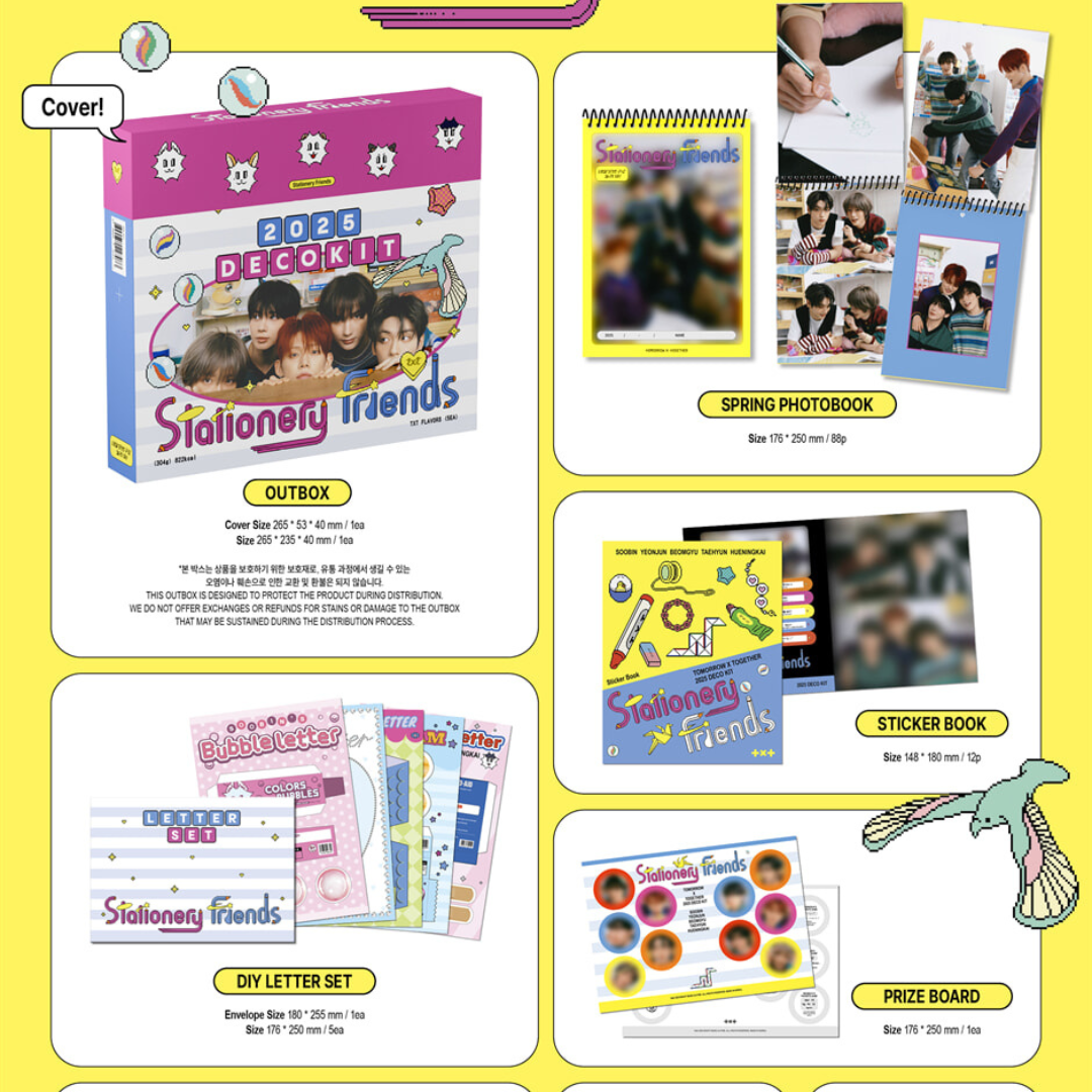 K-pop TXT 2025 Stationery Friends DECO KIT Spring Photobook TOMORROW X TOGETHER
