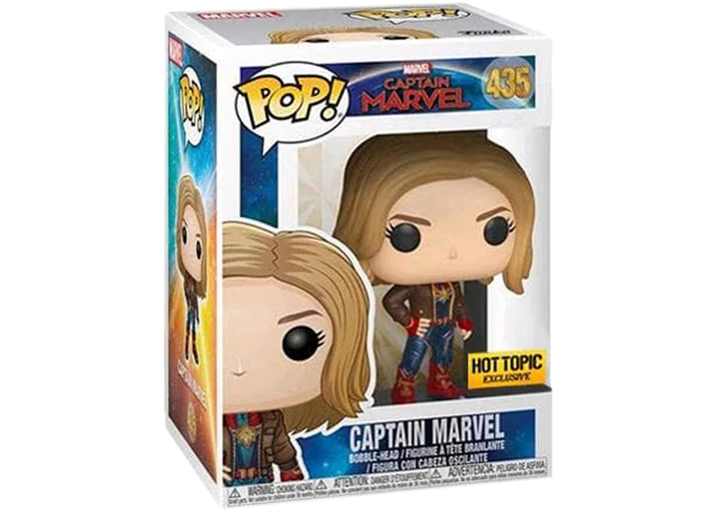 Funko Pop! Marvel: Captain Marvel (Brown Jacket) 435 Hot Topic Exclusive (VAULTED) + Free Protector