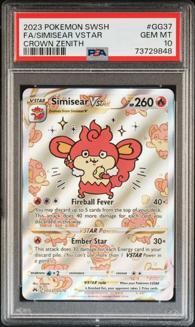 2023 POKEMON SWORD AND SHIELD CROWN ZENITH #GG37 FA/SIMISEAR VSTAR CROWN ZENITH