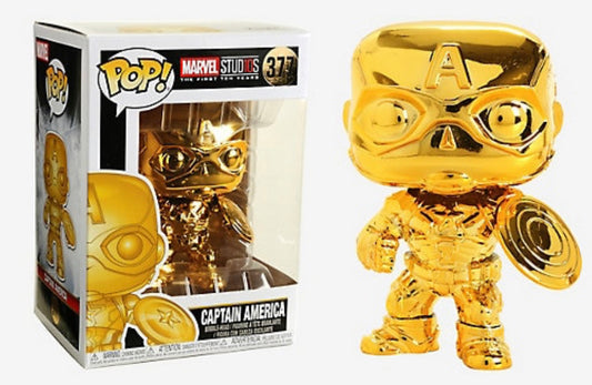 Captain America (Gold Chrome) Funko Pop! Marvel Studios Marvel Studios 10th Anniversary 377 + PoP Protector