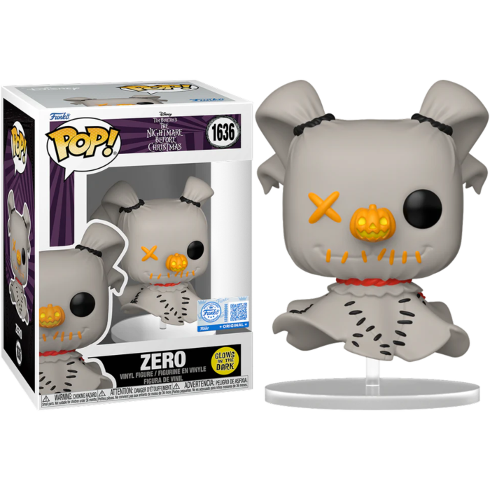 Funko Pop! Disney Tim Burton’s The Nightmare Before Christmas- Zero 1636 Glows in the Dark Funko Special Edition Figure + Pop Protector