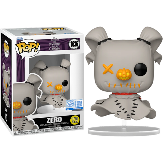Funko Pop! Disney Tim Burton’s The Nightmare Before Christmas- Zero 1636 Glows in the Dark Funko Special Edition Figure + Pop Protector