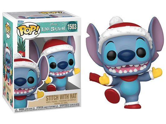 Funko Pop! Disney Lilo & Stitch - Christmas Edition Stitch with Hat 1503 + Free Protector