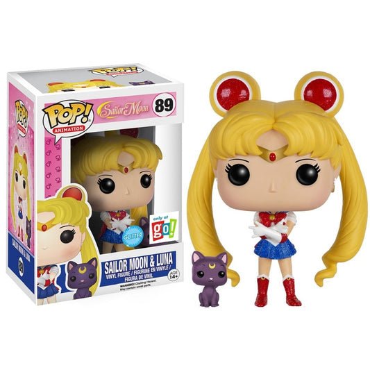 Funko Pop! Sailor Moon - Sailor Moon & Luna 89 Glitter Only At Go! Exclusive (VAULTED) + Free Hardstack Protector