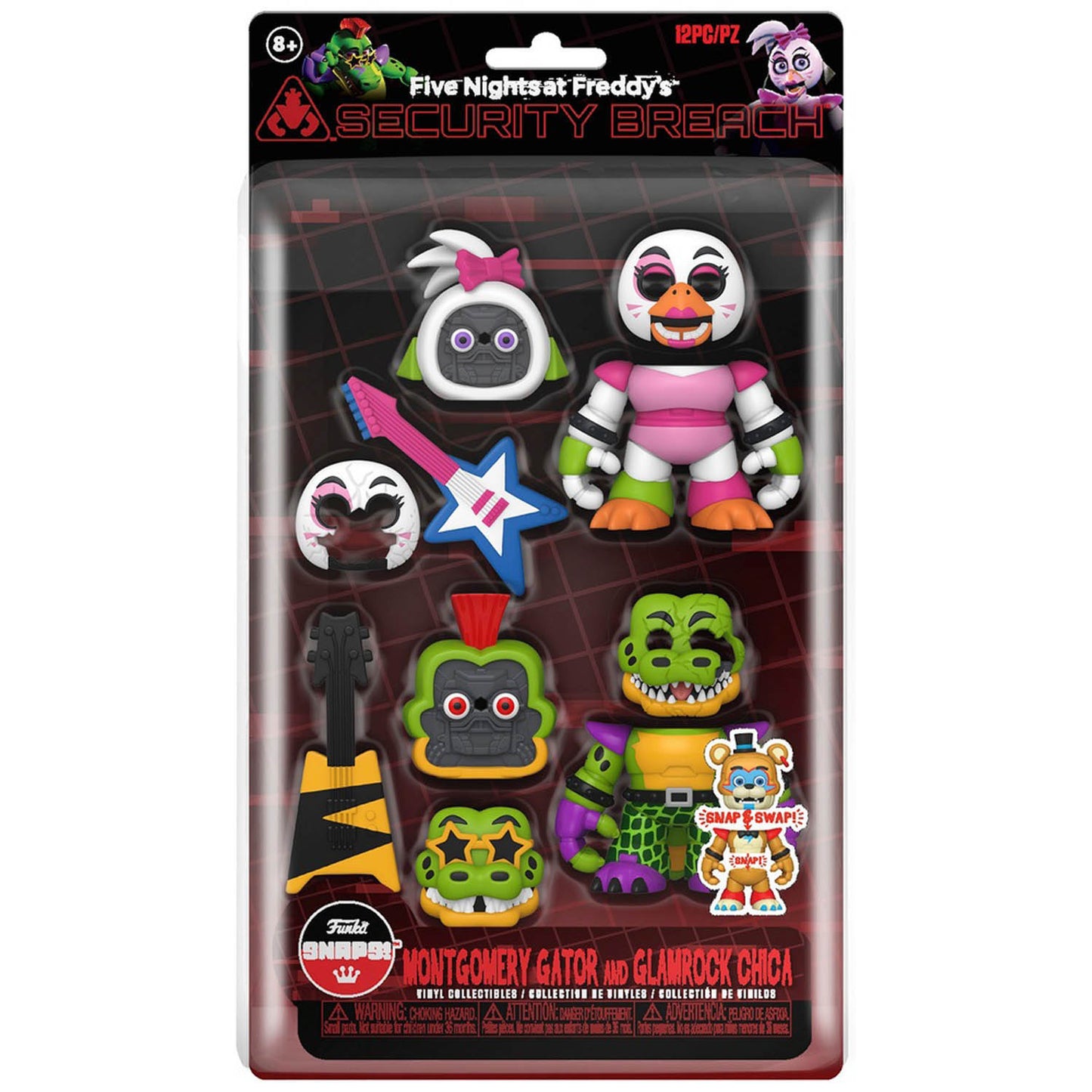 Five Nights at Freddy’s (FNAF) Montgomery Gator and Glamrock Chica Funko Snap Action Figures